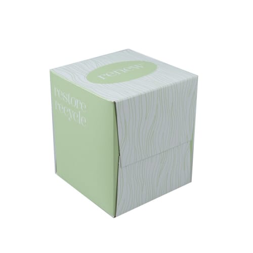 Renew 2-Ply Facial Tissue, Cube Box, 85 Sheets Per Box